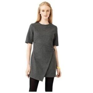 Kate‎ Spade Saturday Gray Wool Buckle Over Faux Wrap Mini Dress Size 0